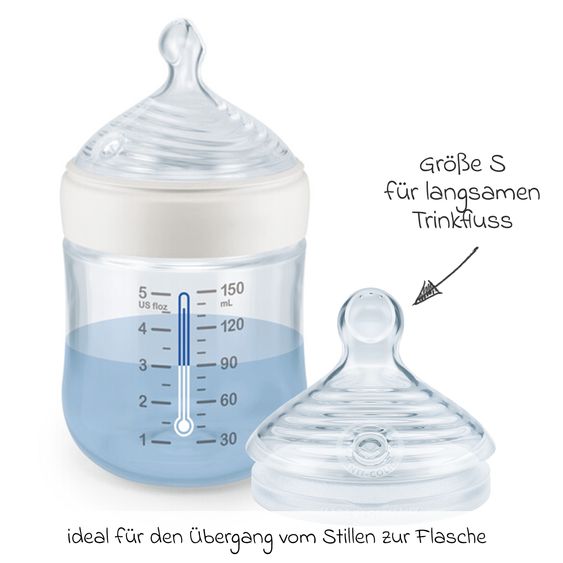 Nuk PP-Flasche for Nature 150 ml + Silikon-Sauger Gr. S - Grün