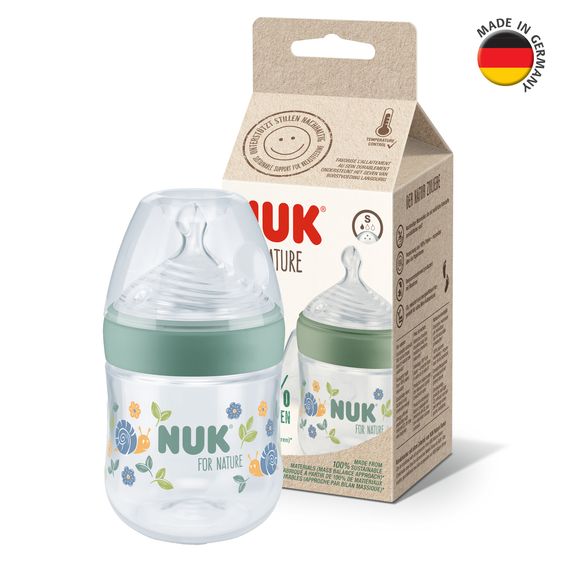 Nuk PP-Flasche for Nature 150 ml + Silikon-Sauger Gr. S - Grün