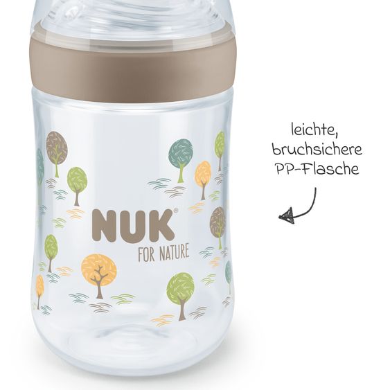 Nuk PP-Flasche for Nature 260 ml + Silikon-Sauger Gr. M - Beige