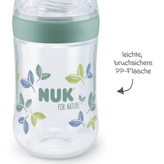 Nuk PP-Flasche for Nature 260 ml + Silikon-Sauger Gr. M - Grün