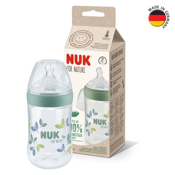 Nuk PP-Flasche for Nature 260 ml + Silikon-Sauger Gr. M - Grün