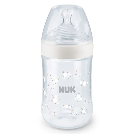 Nuk PP-Flasche Nature Sense 260 ml + Silikon-Sauger Gr. M - Temperature Control - Weiß