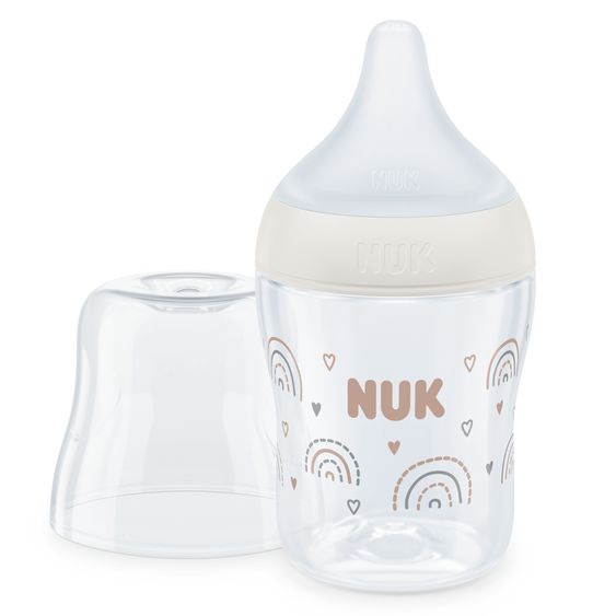 Nuk PP-Flasche Perfect Match 150 ml + Silikon-Sauger Gr. S - Regenbogen - Weiß