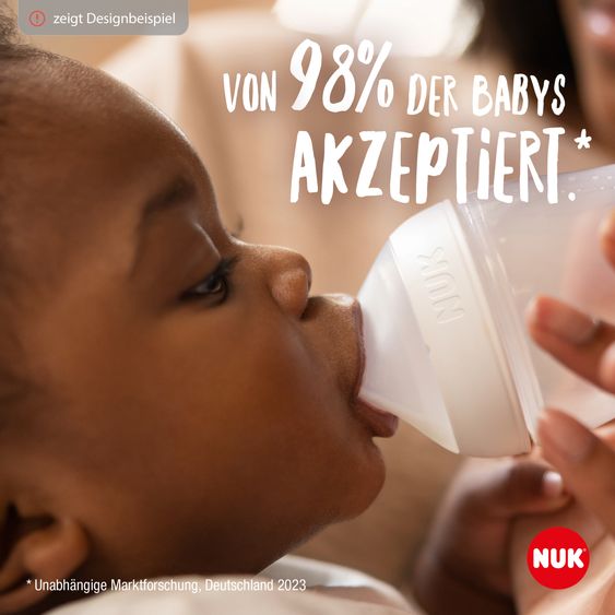 Nuk PP-Flasche Perfect Match 150 ml + Silikon-Sauger Gr. S - Zweige - Grau