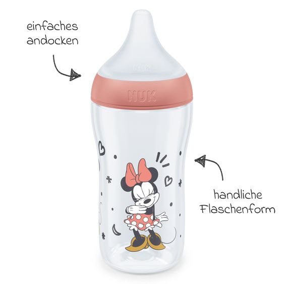 Nuk PP-Flasche Perfect Match 260 ml + Silikon-Sauger Gr. M - Disney Minnie Mouse - Rot