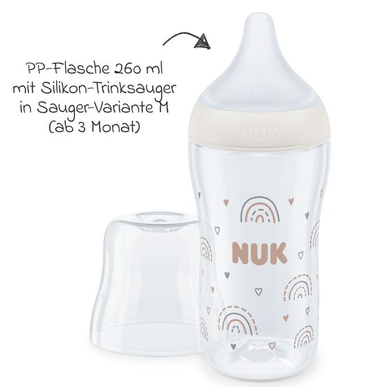 Nuk Bottiglia in PP Perfect Match 260 ml + tettarella in silicone taglia M - arcobaleno - bianco