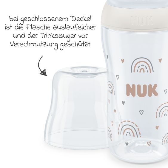 Nuk Bottiglia in PP Perfect Match 260 ml + tettarella in silicone taglia M - arcobaleno - bianco