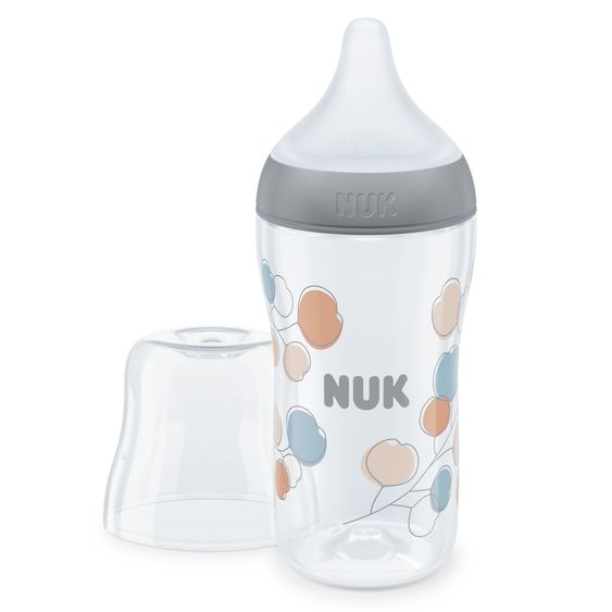 Nuk PP-Flasche Perfect Match 260 ml + Silikon-Sauger Gr. M - Zweige - Grau