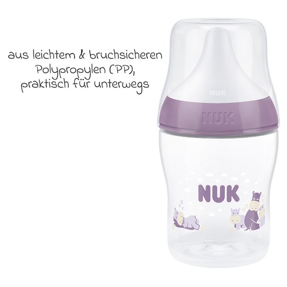 Nuk PP-Flasche Perfect Match + Silikon-Sauger 150 ml - Nilpferd - Gr. S