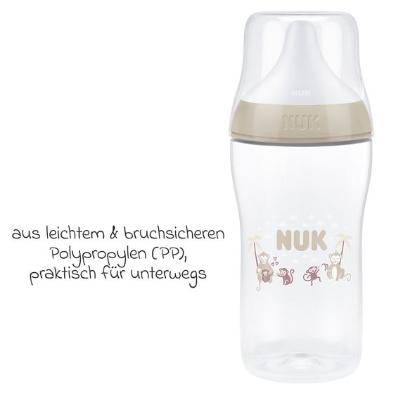 Nuk Biberon PP Perfect Match + Ciuccio in Silicone 260 ml - Scimmie - Taglia: M