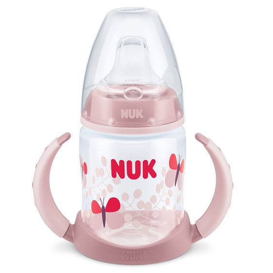 Nuk PP-Trinklernflasche First Choice 150 ml - Silikon-Trinktülle - Schmetterling - Rosa