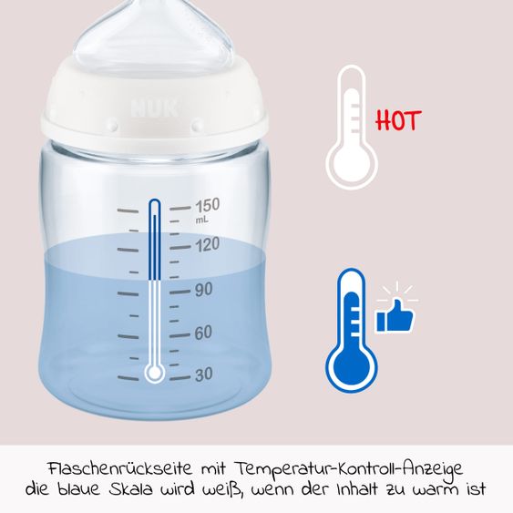 Nuk PP-Trinklernflasche First Choice Plus 150 ml + Silikon-Tülle - Temperature Control - Disney Winnie Pooh - Blau