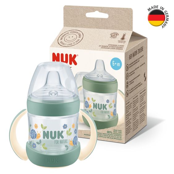 Nuk PP-Trinklernflasche for Nature 150 ml + Silikon-Trinktülle - Grün