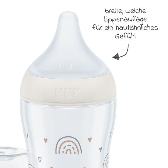 Nuk Premium Starter-Set 10-tlg. - Dampfsterilisator Vario Express + 6 PP-Flaschen Perfect Match + 3 Spucktücher - Regenbogen - Weiß