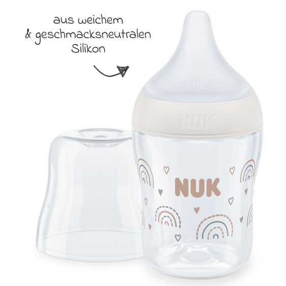 Nuk Premium Starter-Set 10-tlg. - Dampfsterilisator Vario Express + 6 PP-Flaschen Perfect Match + 3 Spucktücher - Regenbogen - Weiß