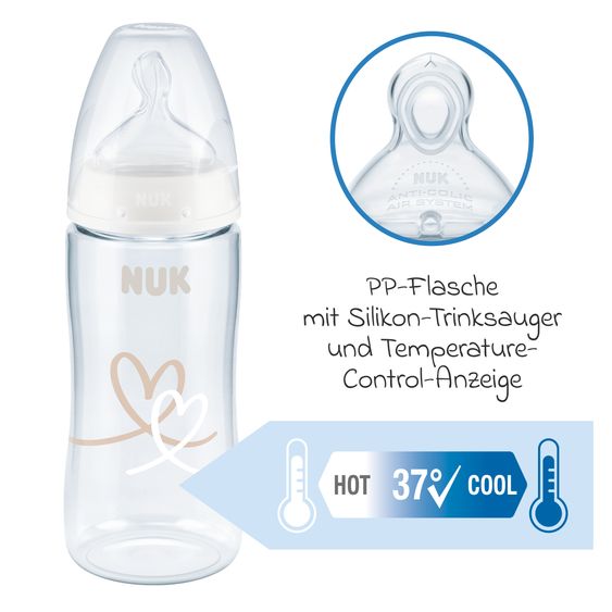 Nuk Premium Starter-Set 11-tlg. - Dampfsterilisator Vario Express + 6 PP-Flaschen Perfect Match + 3 Spucktücher - Regenbogen - Weiß