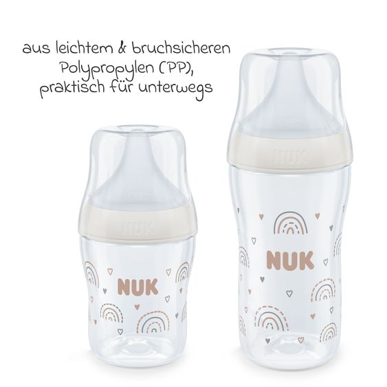 Nuk Premium starter set 9 pieces - Baby food warmer + 4 PP bottles Perfect Match + 1 bottle brush + 3 burp cloths - Rainbow - White