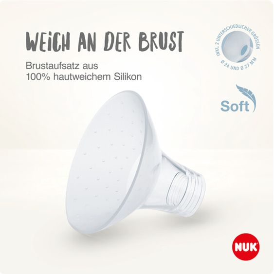 Nuk Premium Still-Set Deluxe 68-tlg. - elektr. Milchpumpe Soft&Easy + 4 Glas-Flaschen Perfect Match + 60 Stilleinlagen + 3 Spucktücher - Regenbogen - Weiß