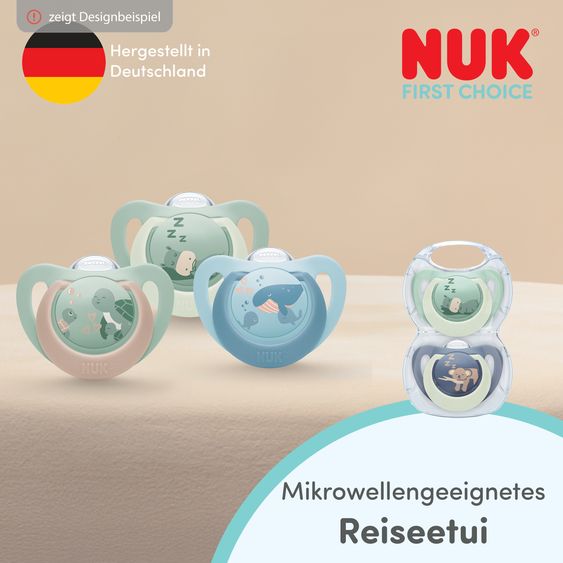 Nuk Succhietto 2 pezzi confezione First Choice - Silicone - Scimmia / Canguro - Taglia: 6-18 M