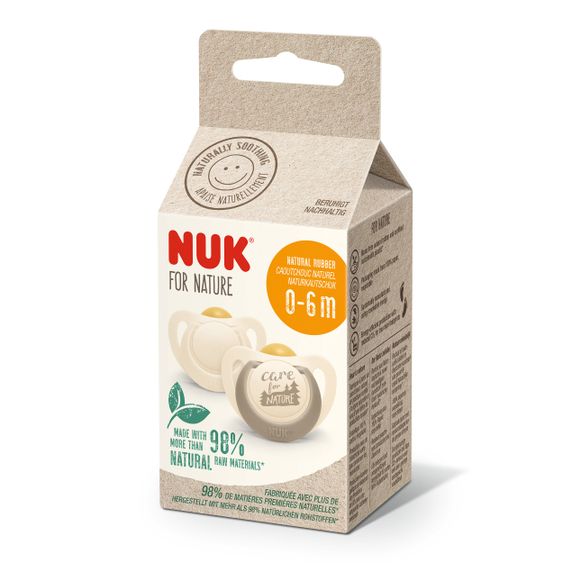 Nuk Schnuller 2er Pack for Nature - Kautschuk 0-6 M - Beige