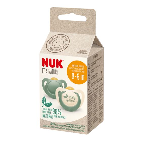 Nuk Schnuller 2er Pack for Nature - Kautschuk 0-6 M - Grün