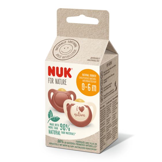 Nuk Schnuller 2er Pack for Nature - Kautschuk 0-6 M - Rot
