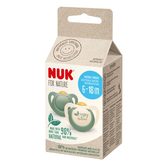 Nuk Schnuller 2er Pack for Nature - Kautschuk 6-18 M - Grün