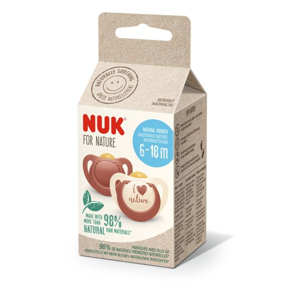 Nuk Schnuller 2er Pack for Nature - Kautschuk 6-18 M - Rot
