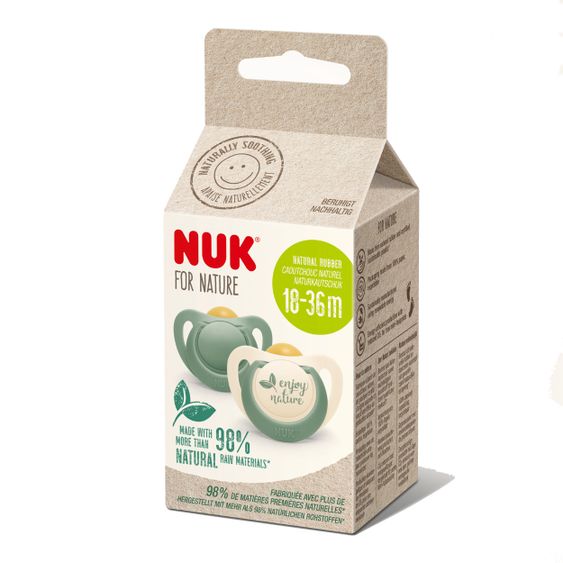 Nuk Schnuller 2er Pack for Nature - Kautschuk ab 18 M - Grün
