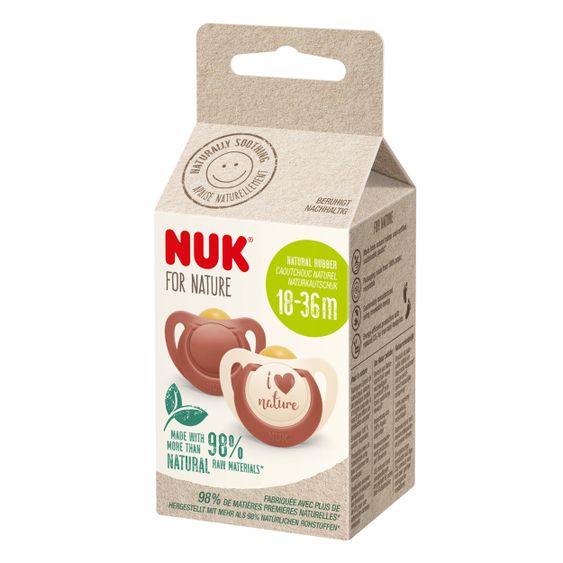 Nuk Schnuller 2er Pack for Nature - Kautschuk ab 18 M - Rot