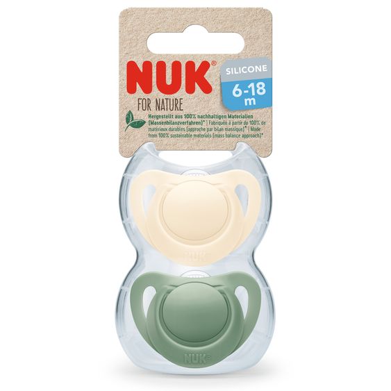 Nuk Schnuller 2er Pack for Nature - Silikon 6-18 M - Grün / Beige