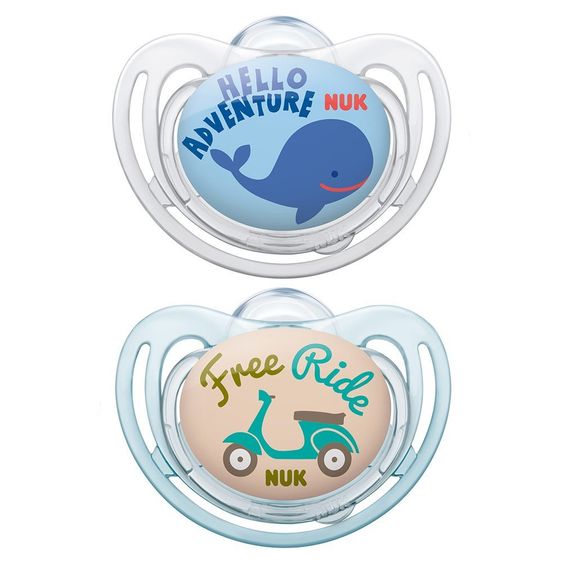 Nuk Schnuller 2er Pack Freestyle - Silikon 0-6 M - Blau Beige