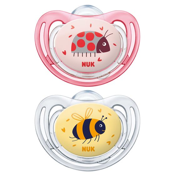 Nuk Schnuller 2er Pack Freestyle - Silikon 6-18 M - Rosa Gelb