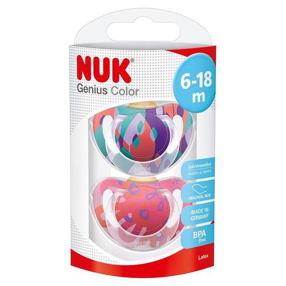 Nuk Schnuller 2er Pack Genius Color - Latex 6-18 M - Pink Lila