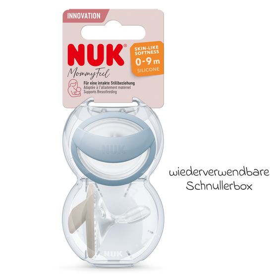 Nuk Schnuller 2er Pack MommyFeel - Silikon 0-9 M - Jeans / Greige