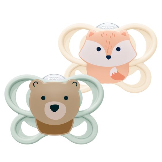 Nuk Schnuller 2er Pack Perfect Match Air - Silikon - Fuchs / Bär - Gr. 0-6 M