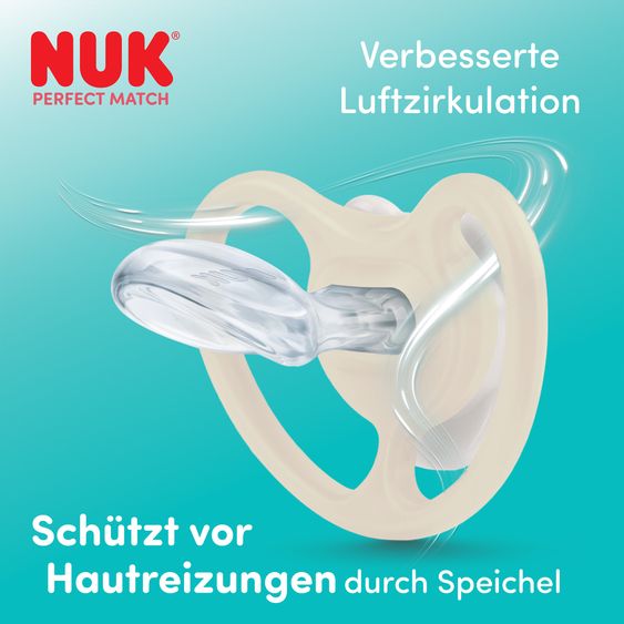 Nuk Schnuller 2er Pack Perfect Match Air - Silikon - Zebra / Löwe - Gr. 6-18 M