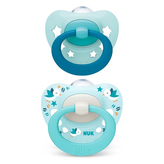 Nuk Schnuller 2er Pack Signature - Silikon 0-6 M - Hellblau / Mint
