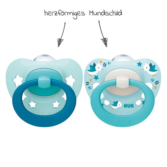 Nuk Schnuller 2er Pack Signature - Silikon 0-6 M - Hellblau / Mint