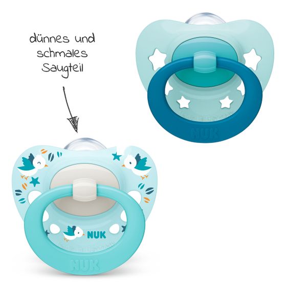 Nuk Schnuller 2er Pack Signature - Silikon 0-6 M - Hellblau / Mint