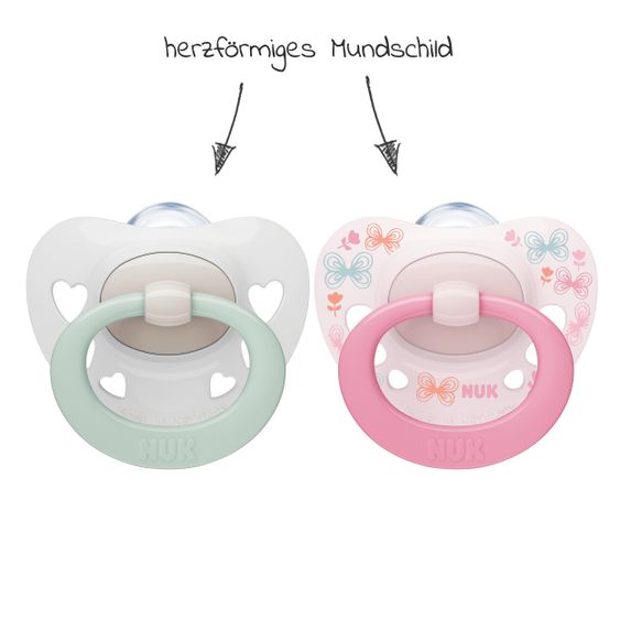 Nuk Schnuller 2er Pack Signature - Silikon 0-6 M - Rosa / Weiß