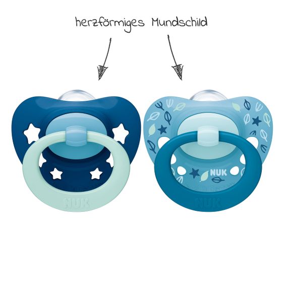 Nuk Schnuller 2er Pack Signature - Silikon 6-18 M - Blau / Dunkelblau