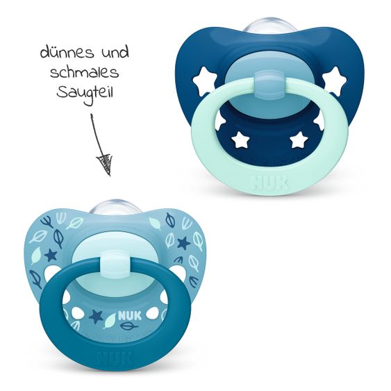 Nuk Schnuller 2er Pack Signature - Silikon 6-18 M - Blau / Dunkelblau