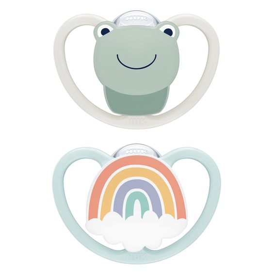 Nuk Schnuller 2er Pack Space - Silikon 0-6 M - Frosch / Regenbogen