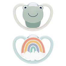 Schnuller 2er Pack Space - Silikon 0-6 M - Frosch / Regenbogen