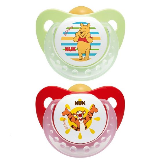Nuk Schnuller 2er Pack Trendline - Latex 0-6 M - Winnie Pooh - Grün Rot