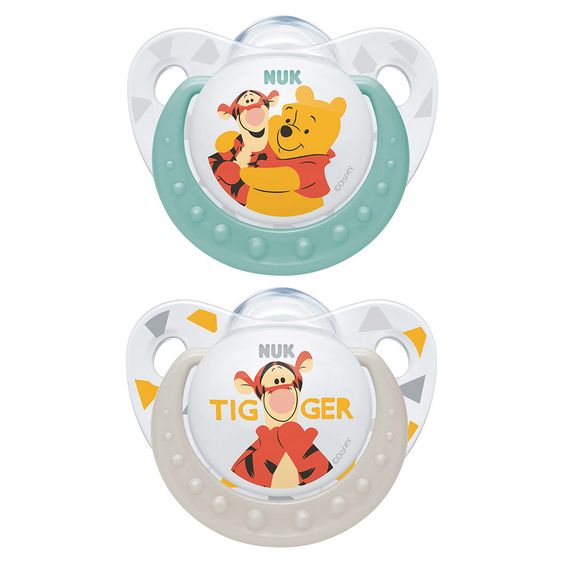 Nuk Schnuller 2er Pack Trendline - Silikon 0-6 M - Disney Winnie Pooh - Türkis Grau