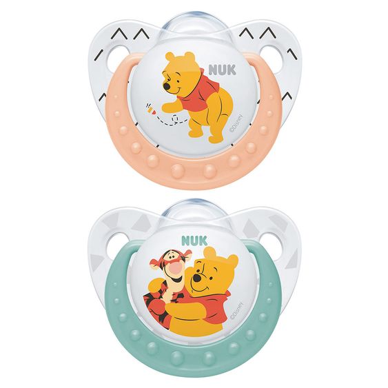 Nuk Schnuller 2er Pack Trendline - Silikon 0-6 M - Disney Winnie Pooh - Türkis Lachs