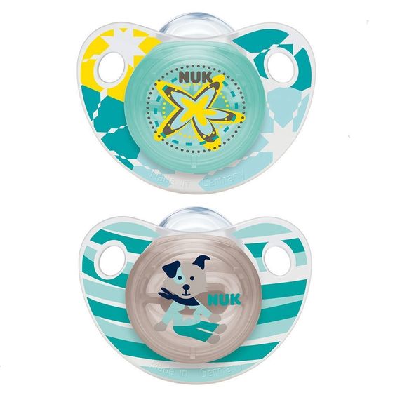 Nuk Schnuller 2er Pack Trendline - Silikon 0-6 M - Grün Grau