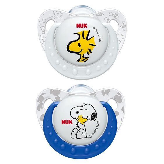Nuk Schnuller 2er Pack Trendline - Silikon 6-18 M - Snoopy & Die Peanuts - Blau Weiß